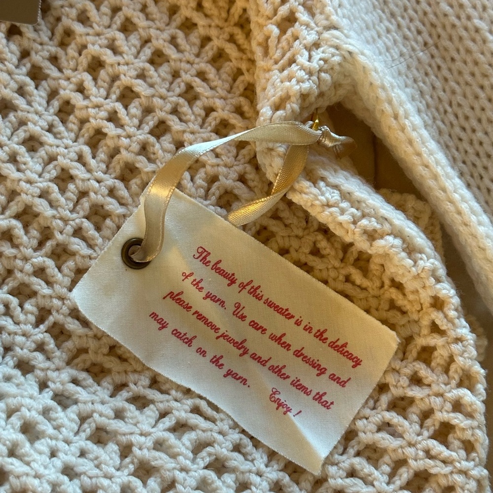 Anthropologie Sleeping On Snow Crochet Hooded Buttondown Cardigan/Sweater Size S - Picture 7 of 7